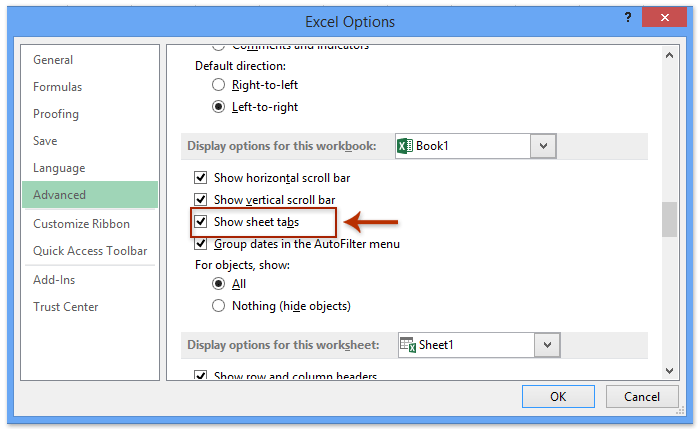 Lỗi mất sheet tab