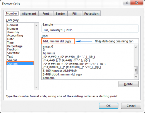 Cách tạo định dạng ngày tháng đặc biệt trong Excel