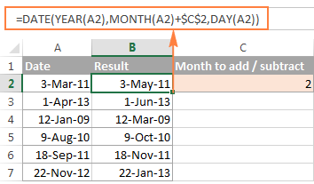 Cộng tháng cho một ngày với hàm DATE trong Excel