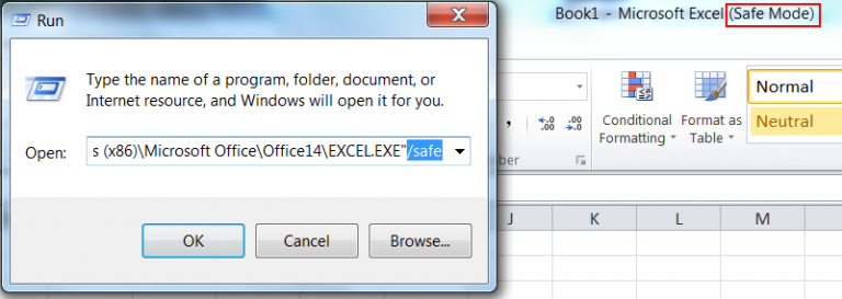 Chạy Excel ở chế độ Safe Mode khi Excel bị treo