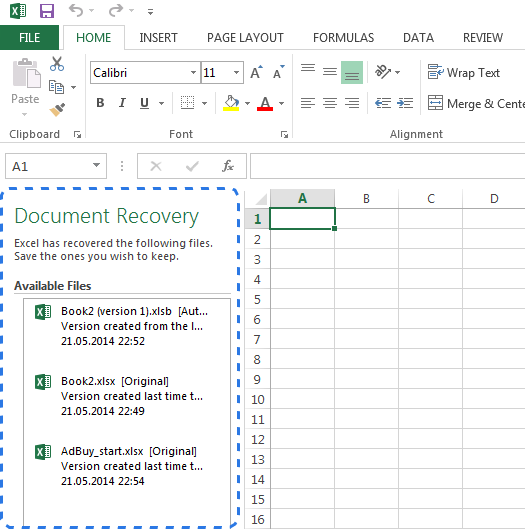 Cách phục hồi file Excel chưa lưu hoặc bị ghi đè