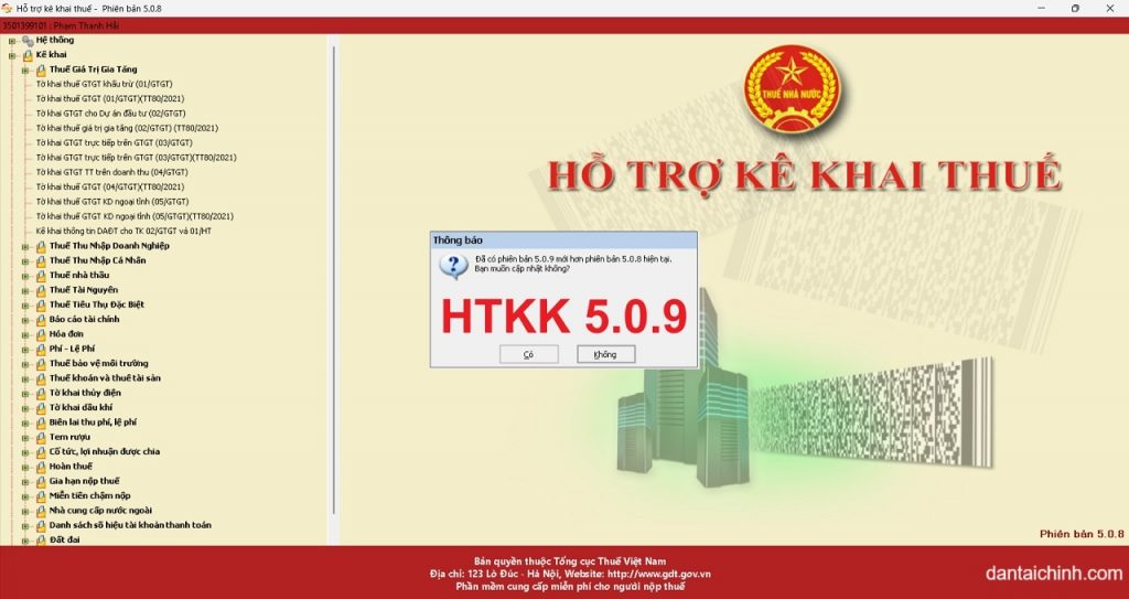 Download HTKK 5.0.9 ngày 2/8/2023