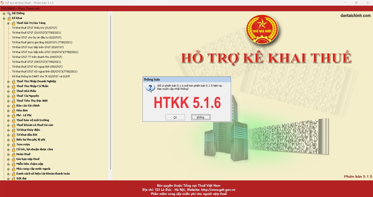 Download HTKK 5.1.6 ngày 19/1/2024